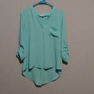 Pink Rose  large, mint green blouse